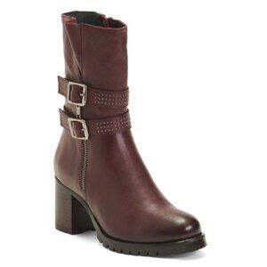 ERIC MICHAEL Bordeaux Made In Spain Leather Mariska Mid Shaft Boots